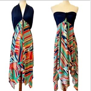 The Look Rudolph Duke Convertible Dress Pucci Type Print Navy Wrap